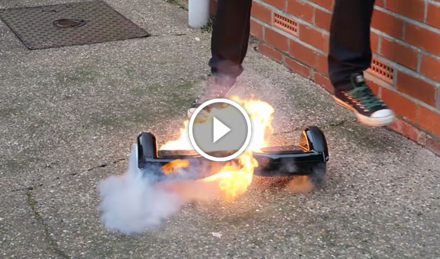 hoverboard on fire